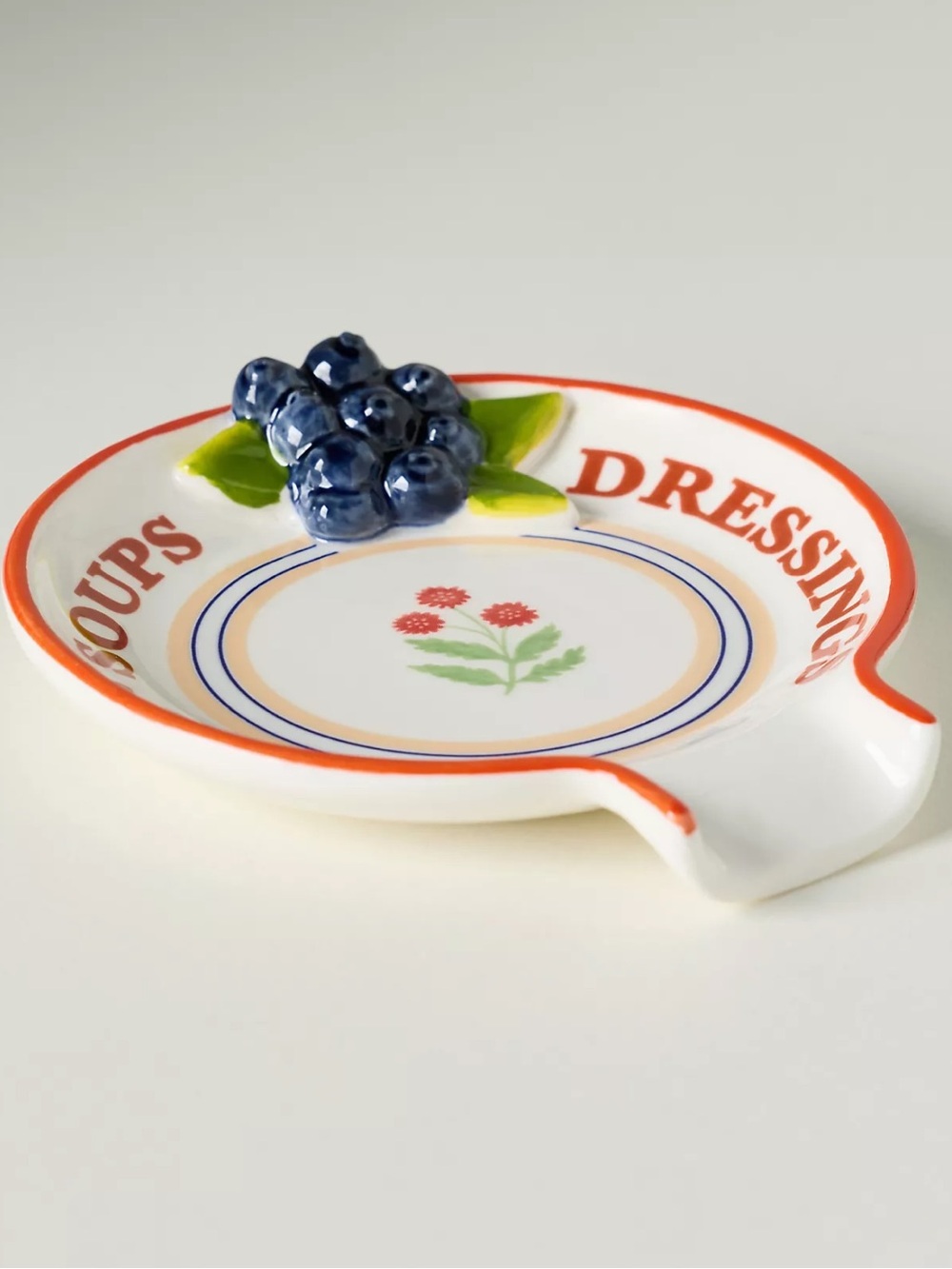 Anthropologie Blueberry Stoneware Spoon Rest in White
